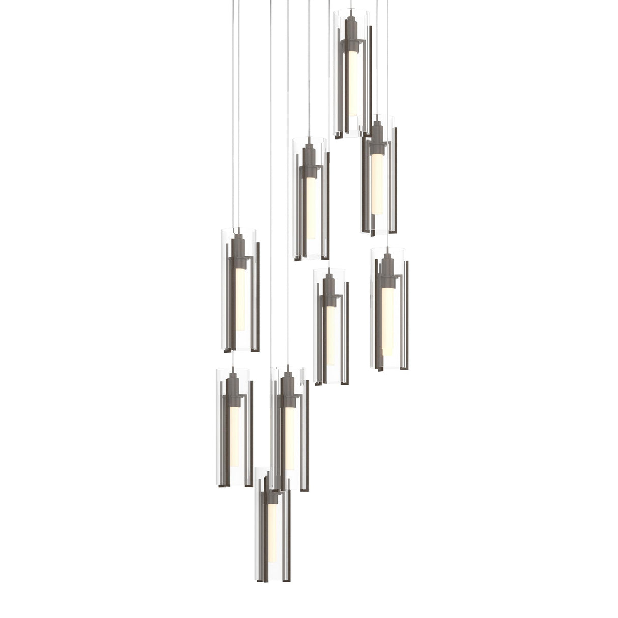 Hubbardton Forge 2022 Bronze Clear Glass (ZM) Long Exos Glass 9-Light Pendant
