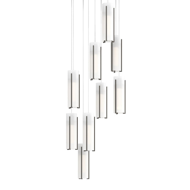 Hubbardton Forge 2022 Dark Smoke Opal Glass (GG) Long Exos Glass 9-Light Pendant