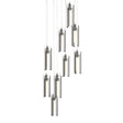 Hubbardton Forge 2022 Dark Smoke Clear Glass (ZM) Long Exos Glass 9-Light Pendant