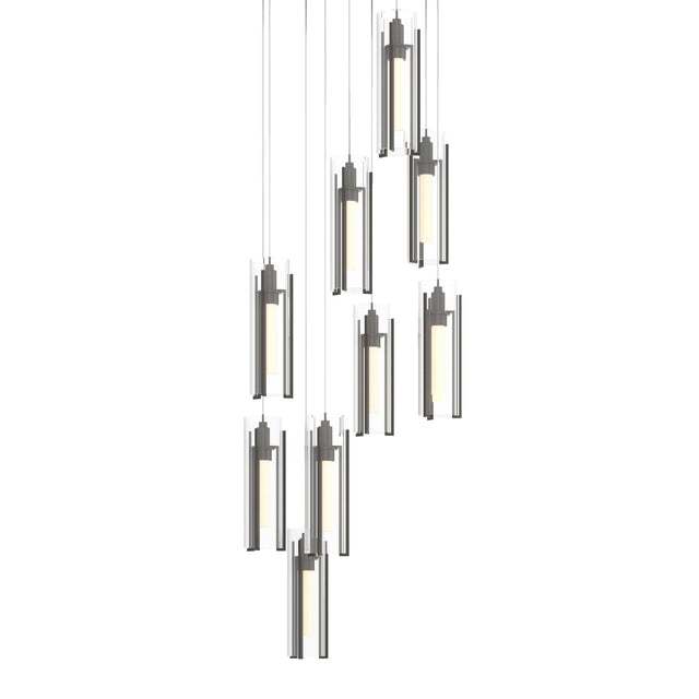 Hubbardton Forge 2022 Dark Smoke Clear Glass (ZM) Long Exos Glass 9-Light Pendant