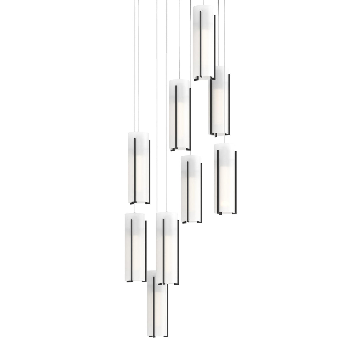 Hubbardton Forge 2022 Black Opal Glass (GG) Long Exos Glass 9-Light Pendant