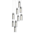 Hubbardton Forge 2022 Black Clear Glass (ZM) Long Exos Glass 9-Light Pendant