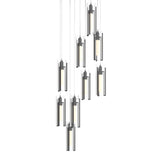 Hubbardton Forge 2022 Black Clear Glass (ZM) Long Exos Glass 9-Light Pendant