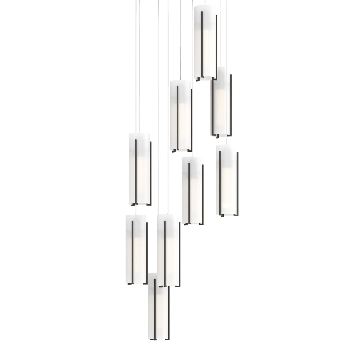 Hubbardton Forge 2022 Oil Rubbed Bronze Opal Glass (GG) Long Exos Glass 9-Light Pendant