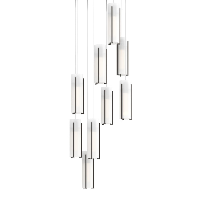 Hubbardton Forge 2022 Oil Rubbed Bronze Opal Glass (GG) Long Exos Glass 9-Light Pendant