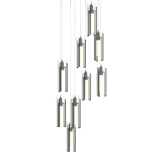 Hubbardton Forge 2022 Oil Rubbed Bronze Clear Glass (ZM) Long Exos Glass 9-Light Pendant