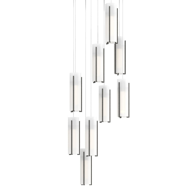 Hubbardton Forge 2022 Natural Iron Opal Glass (GG) Long Exos Glass 9-Light Pendant