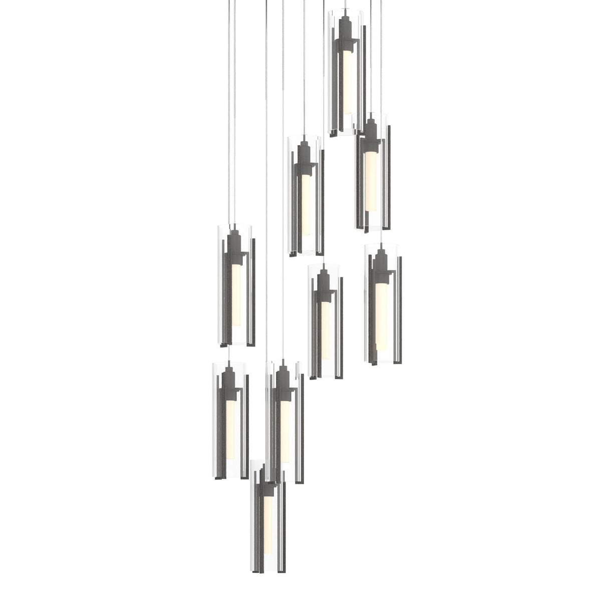 Hubbardton Forge 2022 Natural Iron Clear Glass (ZM) Long Exos Glass 9-Light Pendant