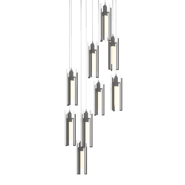Hubbardton Forge 2022 Natural Iron Clear Glass (ZM) Long Exos Glass 9-Light Pendant
