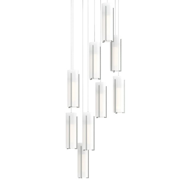 Hubbardton Forge 2022 Vintage Platinum Opal Glass (GG) Long Exos Glass 9-Light Pendant