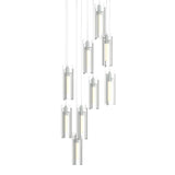 Hubbardton Forge 2022 Vintage Platinum Clear Glass (ZM) Long Exos Glass 9-Light Pendant