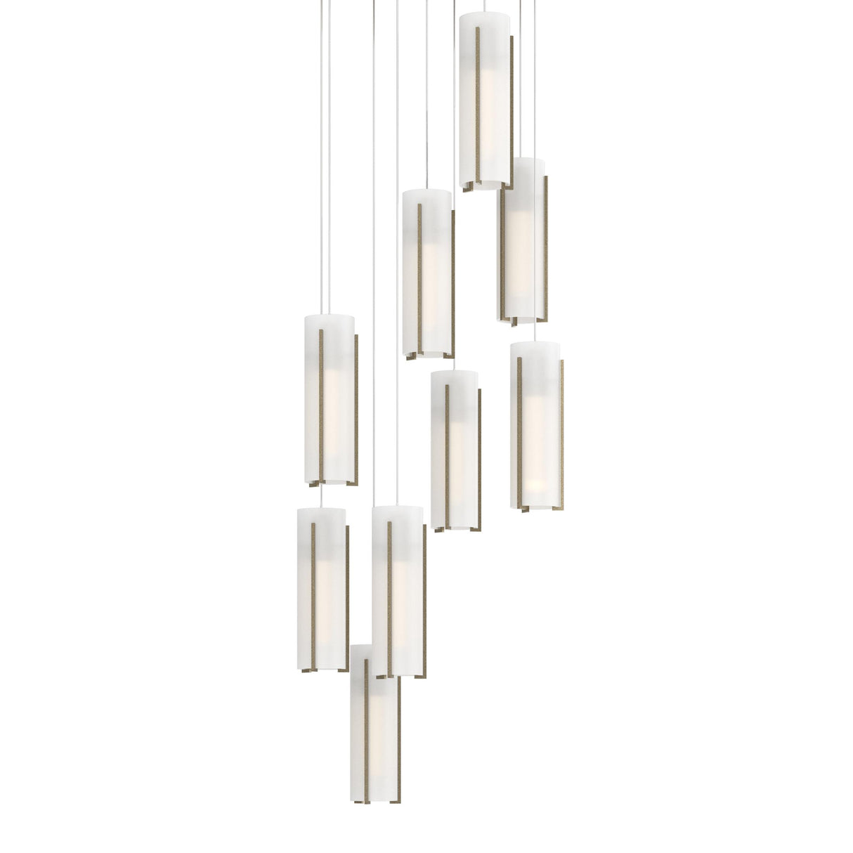 Hubbardton Forge 2022 Soft Gold Opal Glass (GG) Long Exos Glass 9-Light Pendant