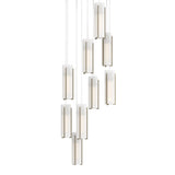 Hubbardton Forge 2022 Soft Gold Opal Glass (GG) Long Exos Glass 9-Light Pendant