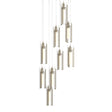 Hubbardton Forge 2022 Soft Gold Clear Glass (ZM) Long Exos Glass 9-Light Pendant