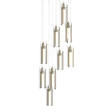 Hubbardton Forge 2022 Soft Gold Clear Glass (ZM) Long Exos Glass 9-Light Pendant
