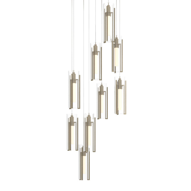 Hubbardton Forge 2022 Soft Gold Clear Glass (ZM) Long Exos Glass 9-Light Pendant