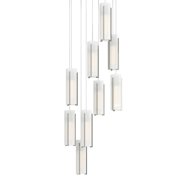 Hubbardton Forge 2022 Sterling Opal Glass (GG) Long Exos Glass 9-Light Pendant