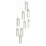 Hubbardton Forge 2022 Sterling Clear Glass (ZM) Long Exos Glass 9-Light Pendant