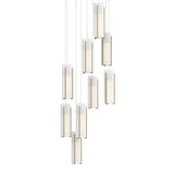 Hubbardton Forge 2022 Modern Brass Opal Glass (GG) Long Exos Glass 9-Light Pendant