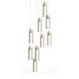 Hubbardton Forge 2022 Modern Brass Clear Glass (ZM) Long Exos Glass 9-Light Pendant