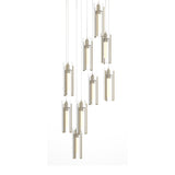 Hubbardton Forge 2022 Modern Brass Clear Glass (ZM) Long Exos Glass 9-Light Pendant