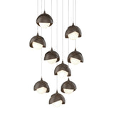 Hubbardton Forge 2022 Bronze Bronze Opal Glass (GG) Long Brooklyn 9-Light Double Shade Pendant