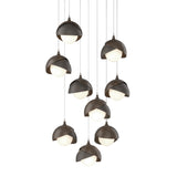 Hubbardton Forge 2022 Bronze Dark Smoke Opal Glass (GG) Long Brooklyn 9-Light Double Shade Pendant