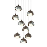 Hubbardton Forge 2022 Bronze Vintage Platinum Opal Glass (GG) Long Brooklyn 9-Light Double Shade Pendant