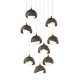 Hubbardton Forge 2022 Bronze Natural Iron Opal Glass (GG) Long Brooklyn 9-Light Double Shade Pendant
