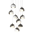 Hubbardton Forge 2022 Dark Smoke White Opal Glass (GG) Long Brooklyn 9-Light Double Shade Pendant