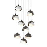 Hubbardton Forge 2022 Dark Smoke White Opal Glass (GG) Long Brooklyn 9-Light Double Shade Pendant