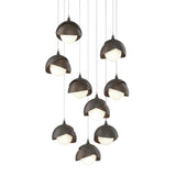 Hubbardton Forge 2022 Dark Smoke Bronze Opal Glass (GG) Long Brooklyn 9-Light Double Shade Pendant