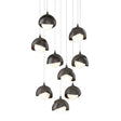 Hubbardton Forge 2022 Dark Smoke Oil Rubbed Bronze Opal Glass (GG) Long Brooklyn 9-Light Double Shade Pendant