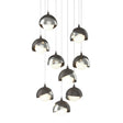 Hubbardton Forge 2022 Dark Smoke Sterling Opal Glass (GG) Long Brooklyn 9-Light Double Shade Pendant