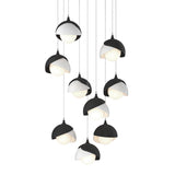 Hubbardton Forge 2022 Black White Opal Glass (GG) Long Brooklyn 9-Light Double Shade Pendant