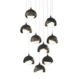Hubbardton Forge 2022 Black Bronze Opal Glass (GG) Long Brooklyn 9-Light Double Shade Pendant