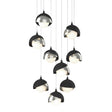 Hubbardton Forge 2022 Black Sterling Opal Glass (GG) Long Brooklyn 9-Light Double Shade Pendant
