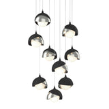 Hubbardton Forge 2022 Black Sterling Opal Glass (GG) Long Brooklyn 9-Light Double Shade Pendant