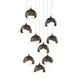 Hubbardton Forge 2022 Oil Rubbed Bronze Bronze Opal Glass (GG) Long Brooklyn 9-Light Double Shade Pendant