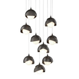 Hubbardton Forge 2022 Oil Rubbed Bronze Dark Smoke Opal Glass (GG) Long Brooklyn 9-Light Double Shade Pendant