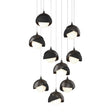 Hubbardton Forge 2022 Oil Rubbed Bronze Black Opal Glass (GG) Long Brooklyn 9-Light Double Shade Pendant