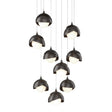 Hubbardton Forge 2022 Oil Rubbed Bronze Oil Rubbed Bronze Opal Glass (GG) Long Brooklyn 9-Light Double Shade Pendant