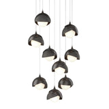 Hubbardton Forge 2022 Oil Rubbed Bronze Natural Iron Opal Glass (GG) Long Brooklyn 9-Light Double Shade Pendant