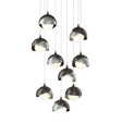 Hubbardton Forge 2022 Oil Rubbed Bronze Vintage Platinum Opal Glass (GG) Long Brooklyn 9-Light Double Shade Pendant