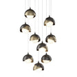 Hubbardton Forge 2022 Oil Rubbed Bronze Soft Gold Opal Glass (GG) Long Brooklyn 9-Light Double Shade Pendant