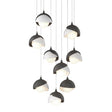 Hubbardton Forge 2022 Natural Iron White Opal Glass (GG) Long Brooklyn 9-Light Double Shade Pendant