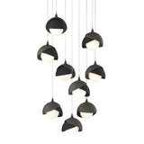 Hubbardton Forge 2022 Natural Iron Black Opal Glass (GG) Long Brooklyn 9-Light Double Shade Pendant