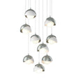 Hubbardton Forge 2022 Vintage Platinum White Opal Glass (GG) Long Brooklyn 9-Light Double Shade Pendant