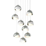 Hubbardton Forge 2022 Vintage Platinum White Opal Glass (GG) Long Brooklyn 9-Light Double Shade Pendant
