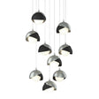 Hubbardton Forge 2022 Vintage Platinum Black Opal Glass (GG) Long Brooklyn 9-Light Double Shade Pendant